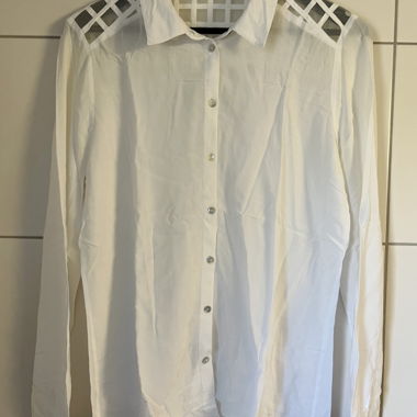 Blusa bianca con inserto in rete, ONLY, taglia 40