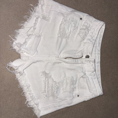 White Destroyed Shorts