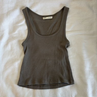 khaki green tank top
