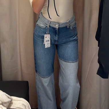Mango Patchwork Jeans Blue EUR 38