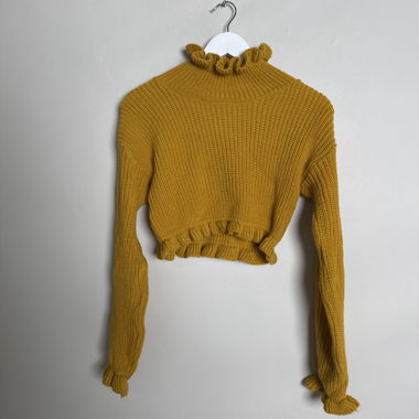 Maglione in maglia con balze color senape