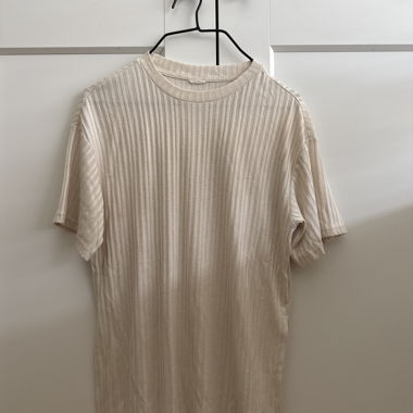 Beige Ribbed T-Shirt