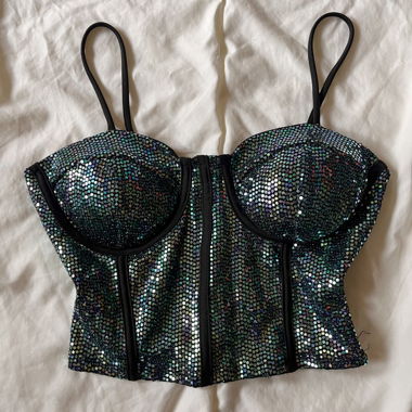 Julia by Love J Black Iridescent Rhinestone Top