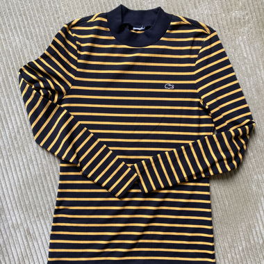 Top Lacoste a righe e coste manica lunga