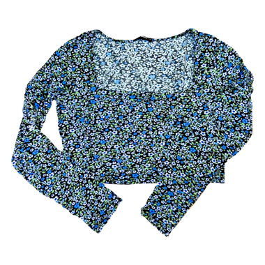 Floral Long-Sleeve Crop Top