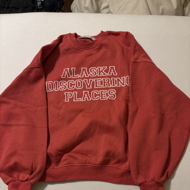 Red sweater with print