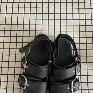 Chunky Black Leather Sandals