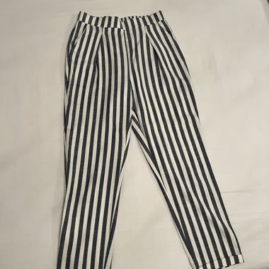 Gestreifte Hose blau/weiss mit hoher Taille - S