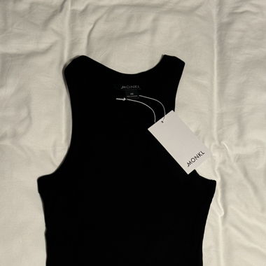 Monki Ribbed Racer Vest in Black