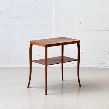 Beistelltisch aus Holz mit Ablagefach, 1950er