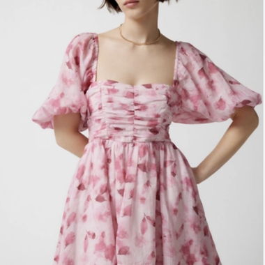 Robe Bardot rose taille 40 Bohème mini-robe