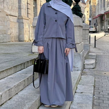 Ensemble jupe longue gris