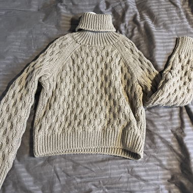 Beige Knit Turtleneck Sweater