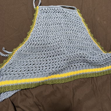 Haut crochet bleu gris