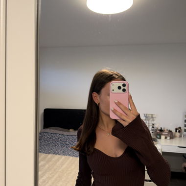 H&M Top marrone a maniche lunghe a coste