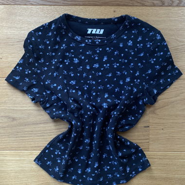 Schwarz Florales Top