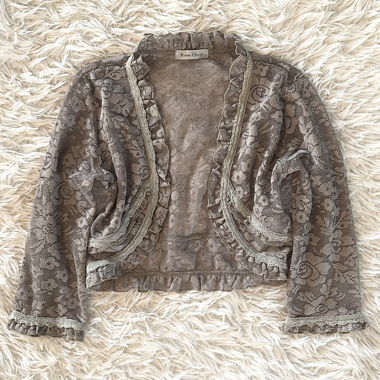 vintage japonais : boléro/cardi rose cheri en dentelle
