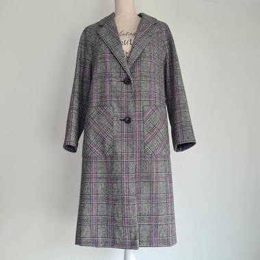 Primark Checked Coat Grey Purple