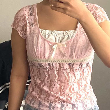 pink coquette lace top