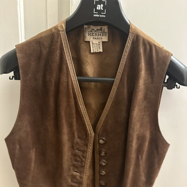Gillet Hermès Vintage cuir et soie