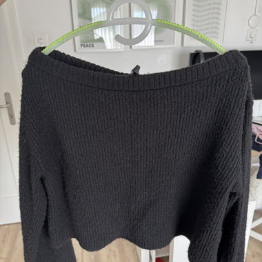 Black Off-Shoulder Knit Sweater