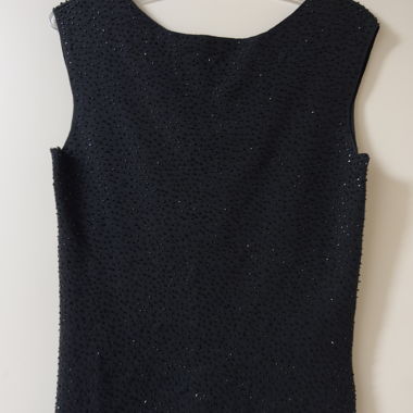 Top vintage 90s en soie noir avec perles