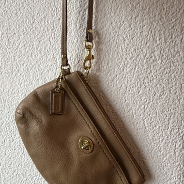 Coach Leder-Clutch in Beige