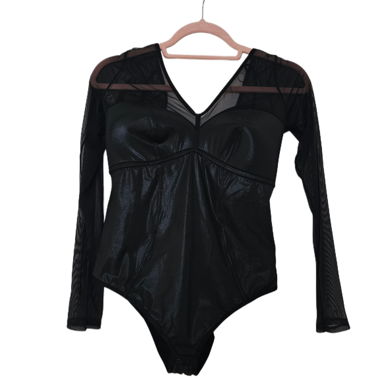 Body nero in mesh maniche lunghe