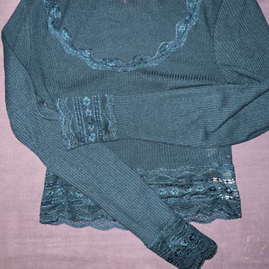 Petroles Longsleeve mit Spitze