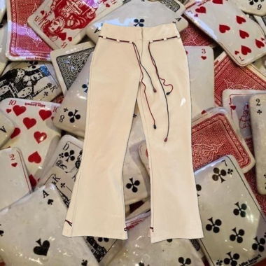 ༄ Beige hoch taillierte ausgestellte orientalische Hose ༄
