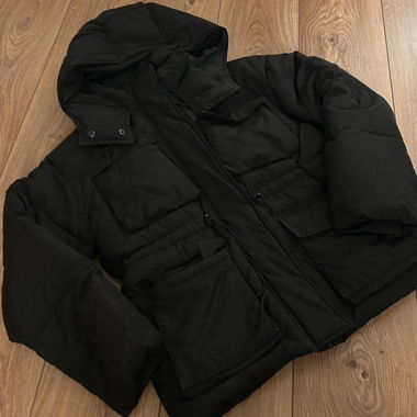 Black Winter Puffer Jacket with Hood