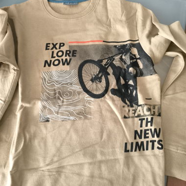 Sweat beige avec impression vélo
