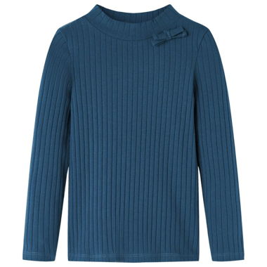 Ribbed children's long-sleeve shirt in blue, size 140