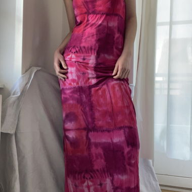 Abito elastico rosa lungo alla caviglia Y2K