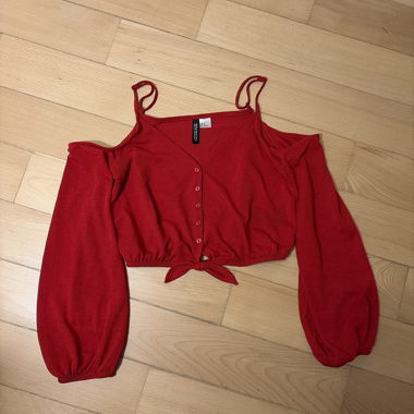 Red Strapless Blouse
