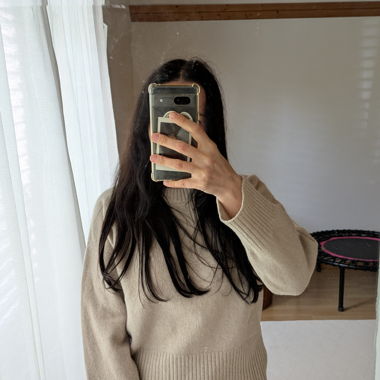 Pull en laine et cachemire beige taupe