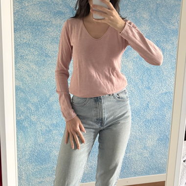 Tom Tailor rosa V-Ausschnitt Pullover S