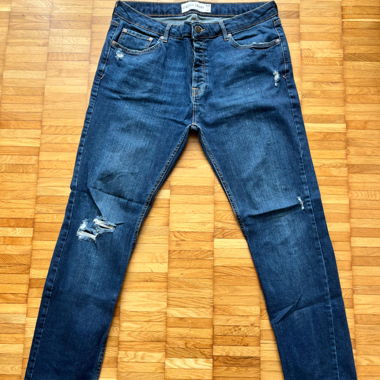 Jeans Uomo Blu Scuro Taglia 38/34 con Strappi