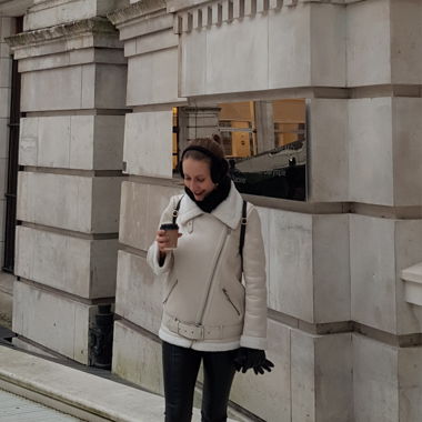 Winterjacke Kunstleder beige