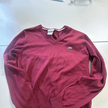 Pull col V Lacoste bordeaux – Taille 3 (M)