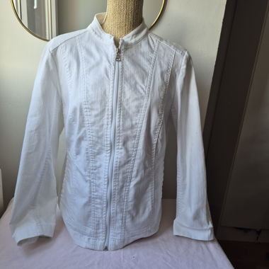 Weisse Jacke mit Reissverschluss Grösse 44