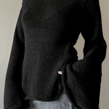 Maglione nero lavorato a maglia