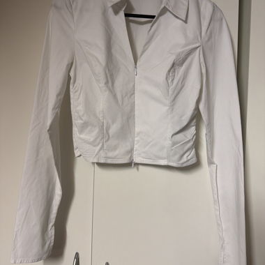 Chemise courte blanche zippée