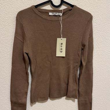 NA-KD ribbed knit top taupe S