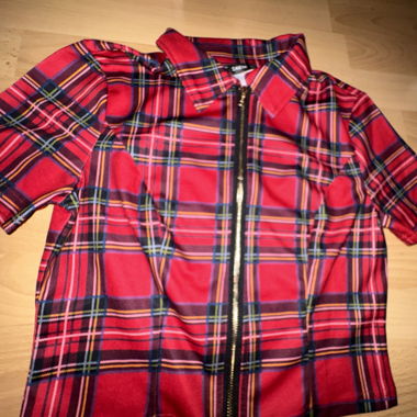 Camicia a maniche corte a quadri SHEIN con zip