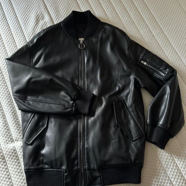 Black leather jacket Bershka