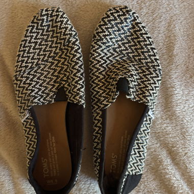 Black and White TOMS Loafers