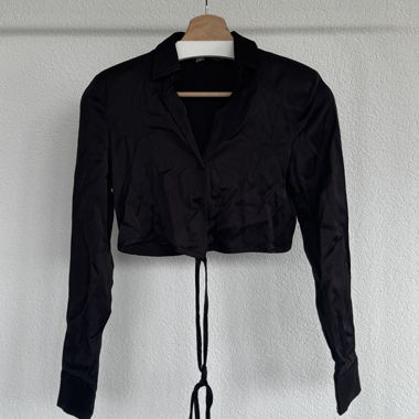 Zara Cropped Bluse – Schwarz, Grösse XS