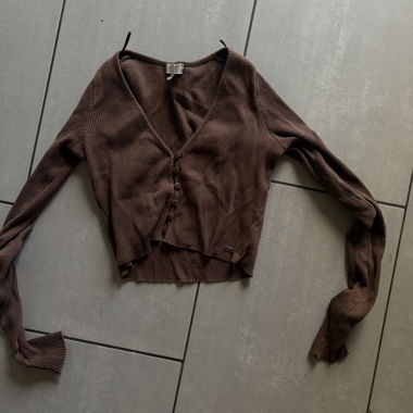 Haut cardigan côtelé marron