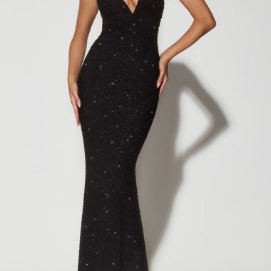 Oh Polly Schwarz Maxi Dress